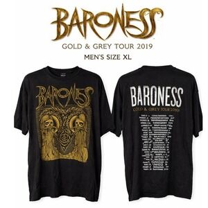 Baroness Gold & Grey Tour 2019 Concert T-Shirt Black Mens XL Graphic Band Tee